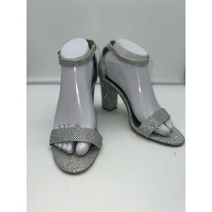 Worthington‎ Strappy Silver Sparkly High Heel Sandals 7.5 WIDE